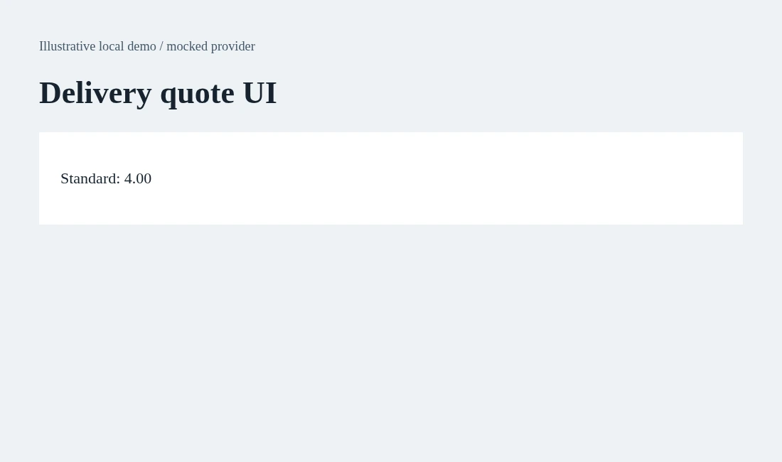 A delivery quote UI displaying a mocked Standard price of 4.00.